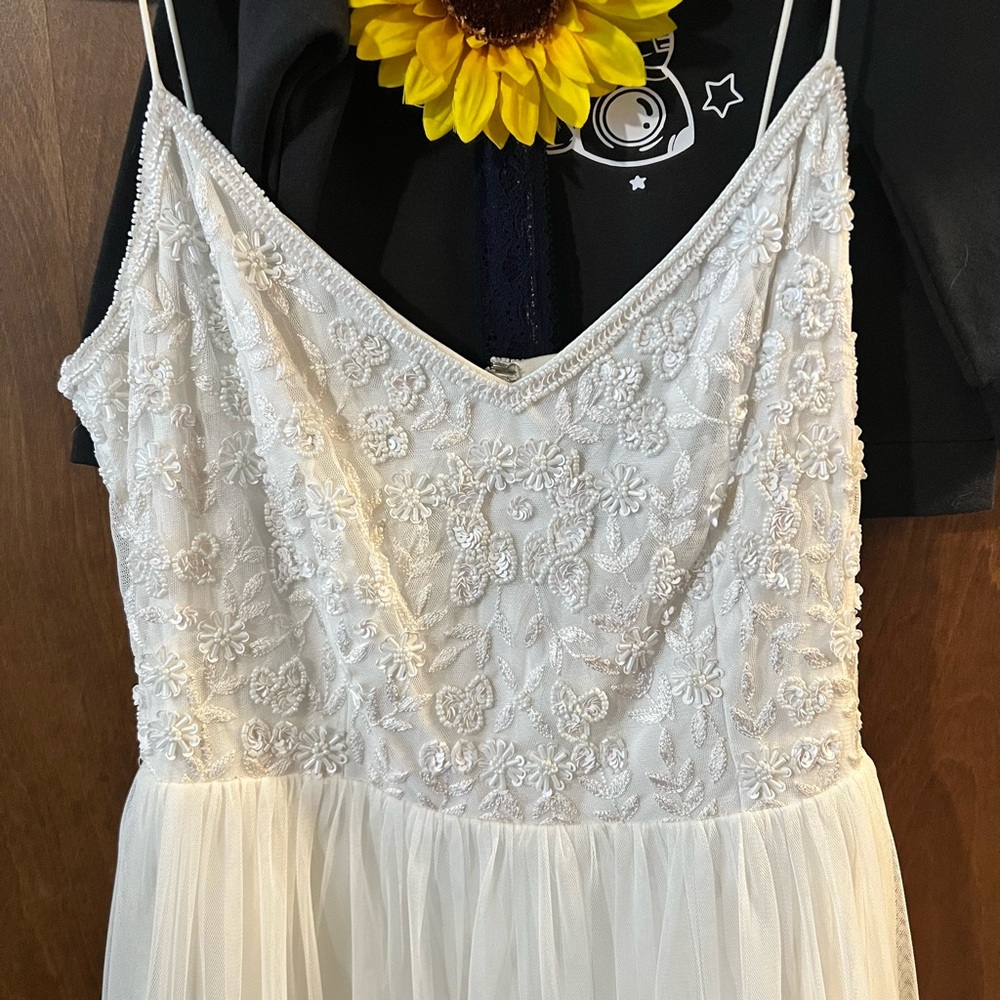 White beaded Adrianna Papell dress